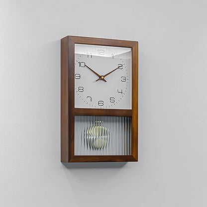 Japanese Silent Pendulum Clock - Side angle showing premium Sheshum wood frame depth and build quality