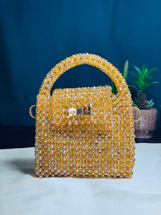 SUNSTONE COLOR CRYSTAL STONE HANDMADE BAG