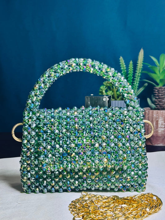 JADE OF GREENSTONE CRYSTAL STONE HANDMADE BAG