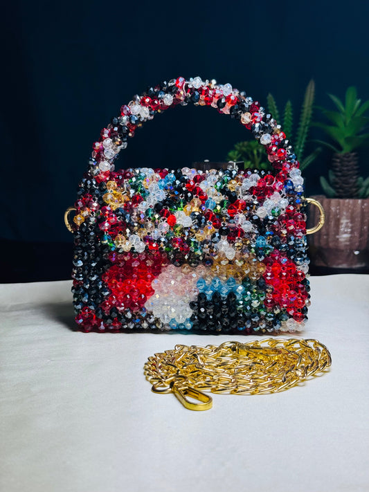 MULTI COLOR STONE CRYSTAL HANDMADE BAG