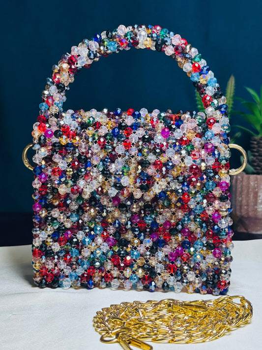 MULTI COLOR CRYSTAL STONE HANDMADE BAG