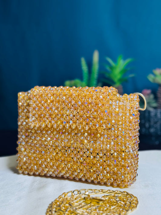 CARNELIAN COLOR CRYSTAL STONE HANDMADE BAG