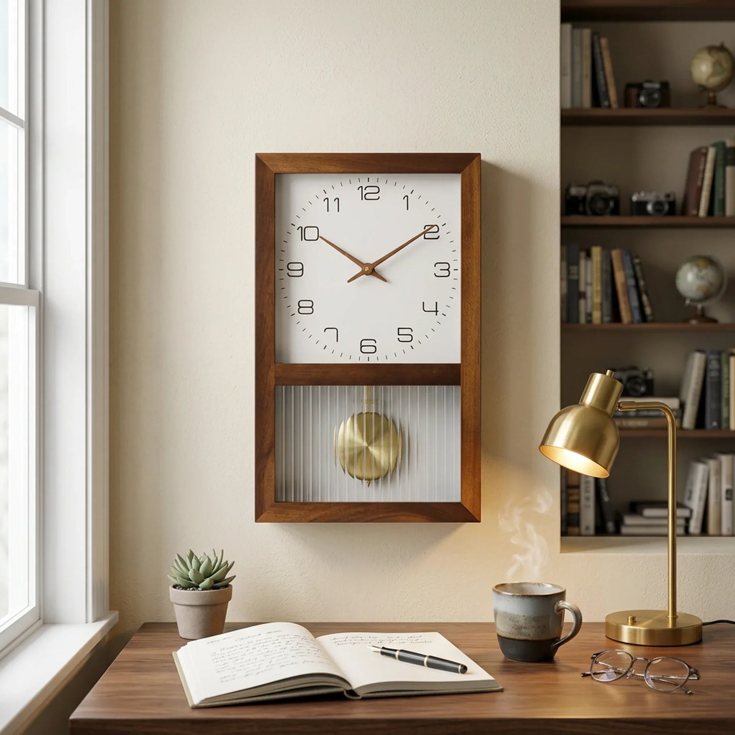 Japanese Natural Wooden Silent Pendulum Clock